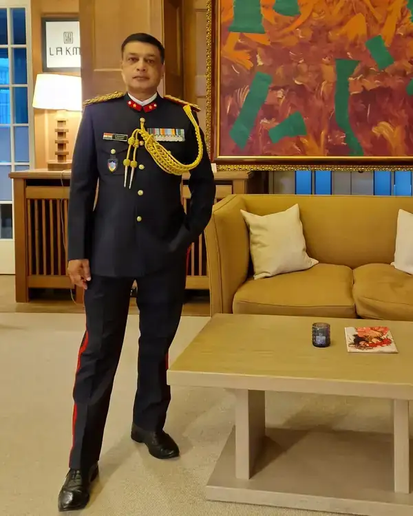 Sanjay Iyer in Indian Army ceremonial uniform